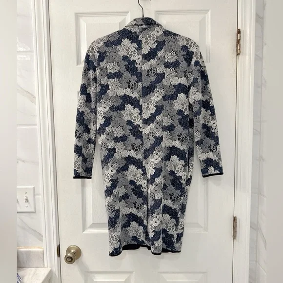 Philosophy Blue and White Floral Open-Front Long Knit Cardigan - Picture 2 of 6